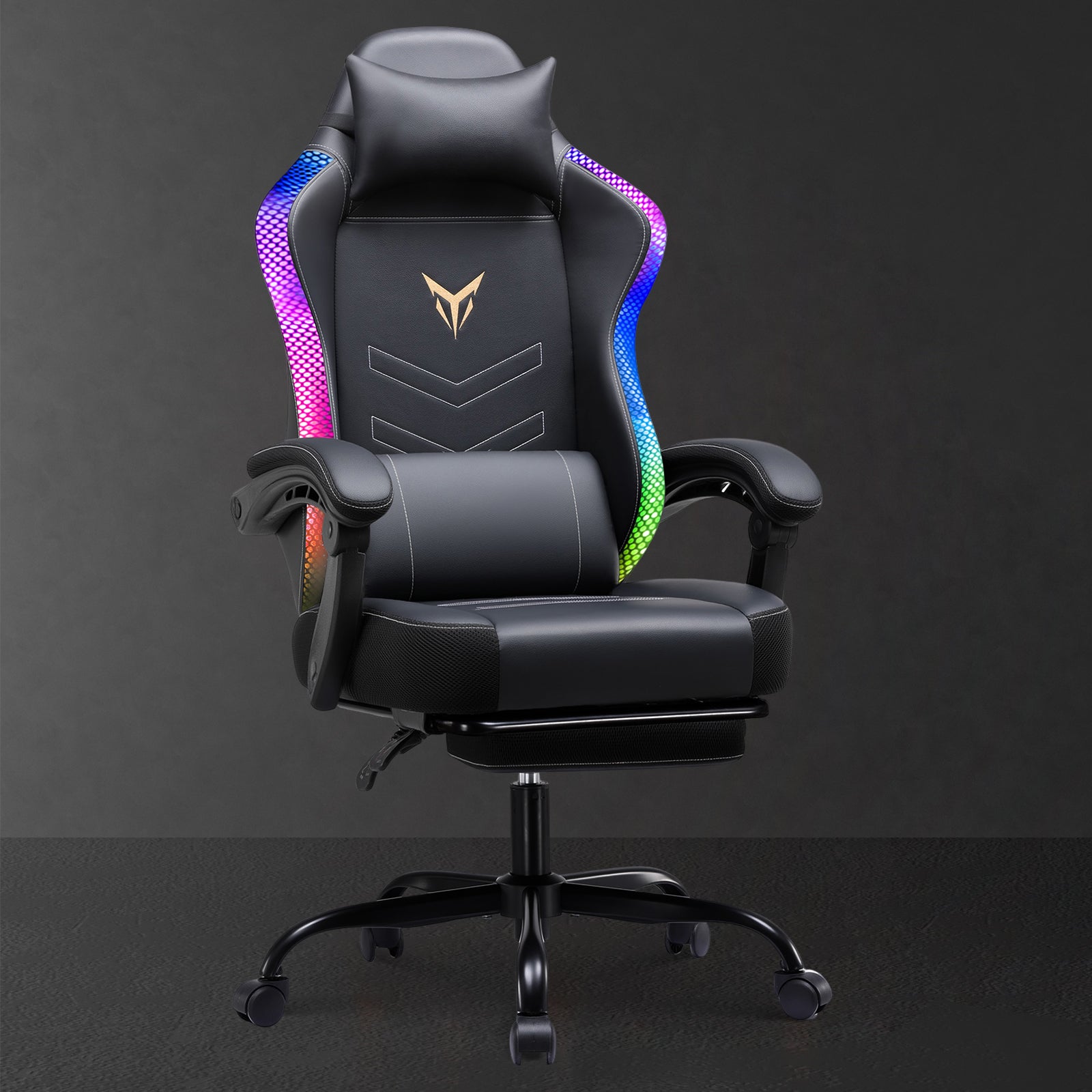 Leather Gaming Chair with RGB & Reclining Footrest | XRACING