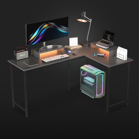L-Shaped RGB Gaming Desk with Cable Management | GTPLAYER