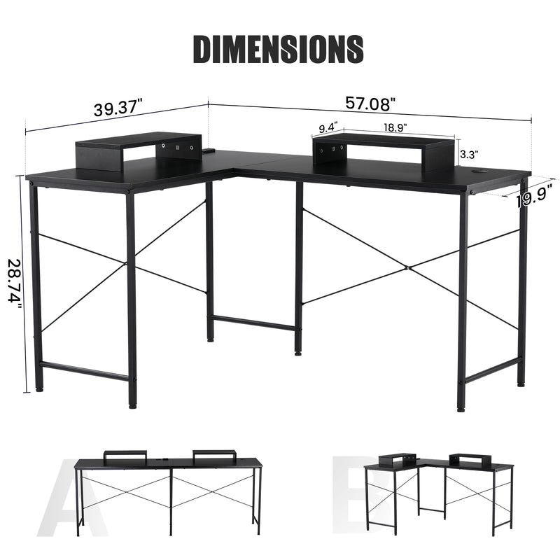 L -Shaped Series RGB Gaming Desk GTZ-410-WMT - GTRacing Gaming Chair