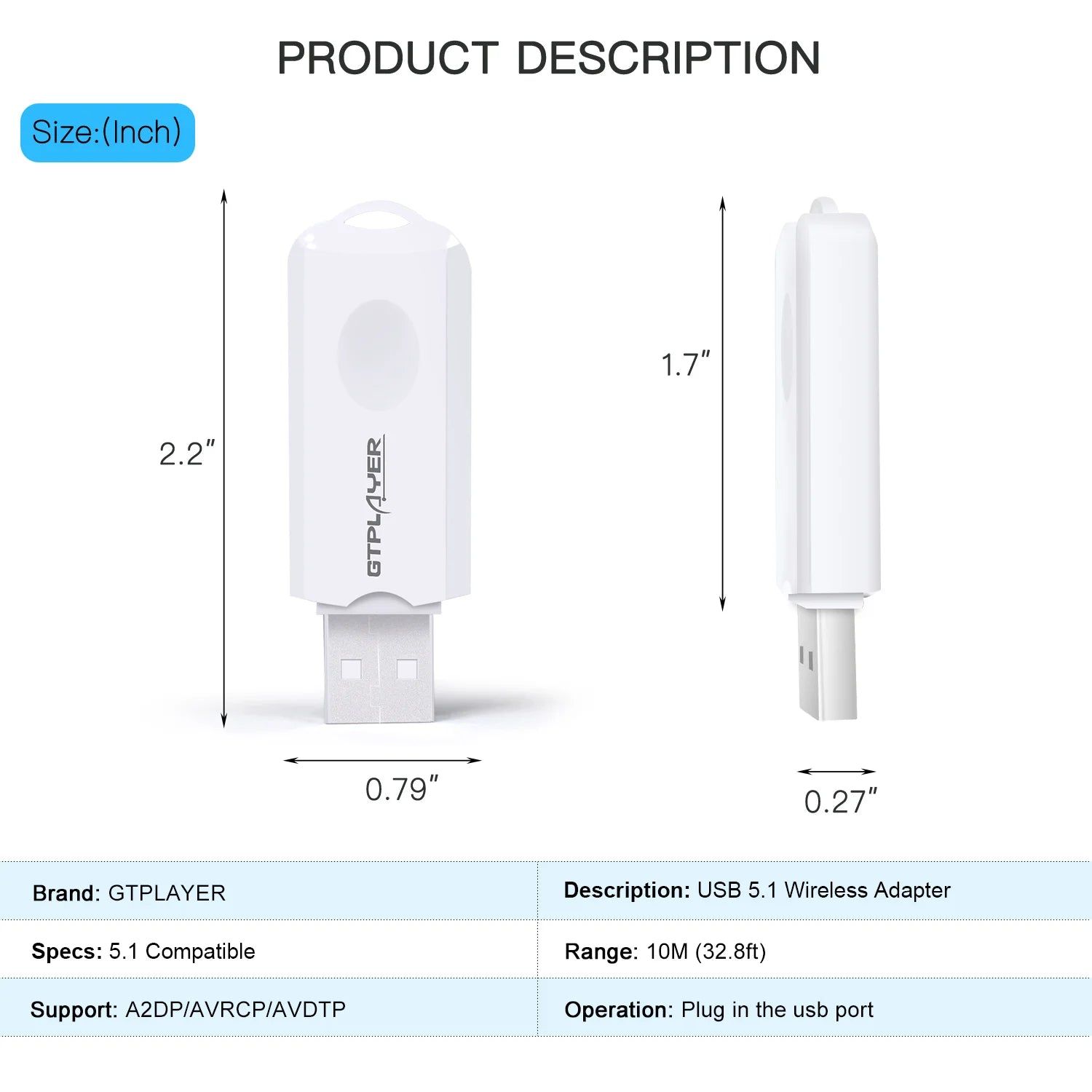 USB Bluetooth  Transmitter GT Lynck1 for Windows XP/Vista / 7/8 / Win10