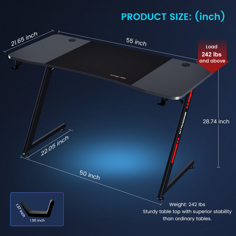 Z -Shaped Series RGB Gaming Desk Z09 - GTRacing Gaming Chair