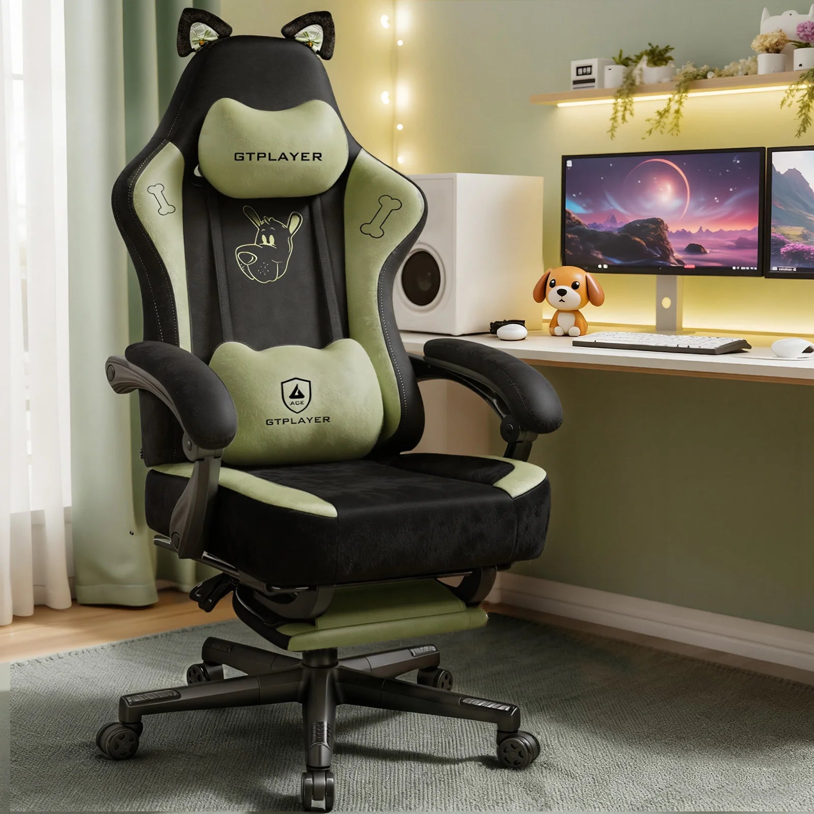 Big and Tall Gaming Chair Fabric Ergonomic Lumbar Support | GTPLAYER