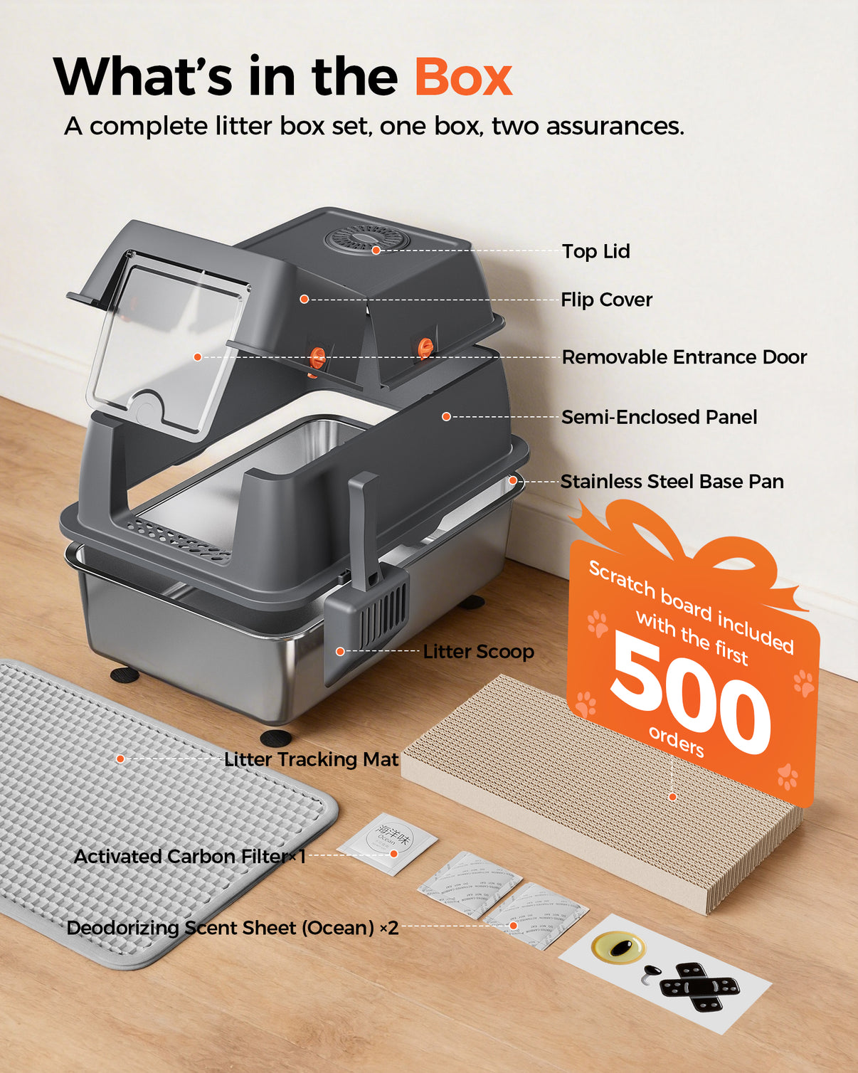 Cat Litter Box ACB07 Gray / 02